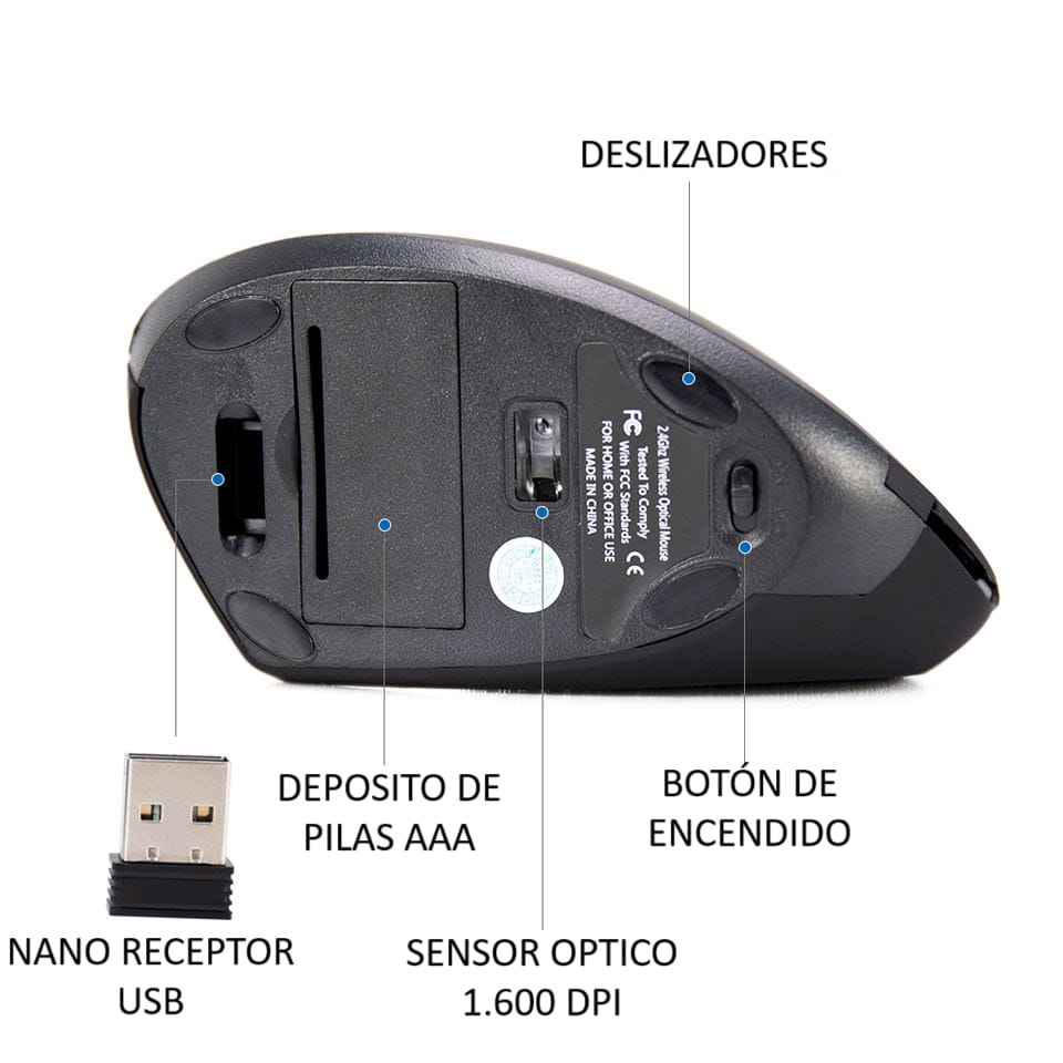 MOUSE ERGONOMICO VERTICAL INALÁMBRICO